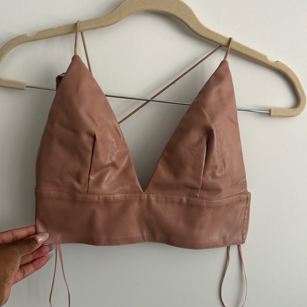 Super down Revolve Faux Leather Bralette